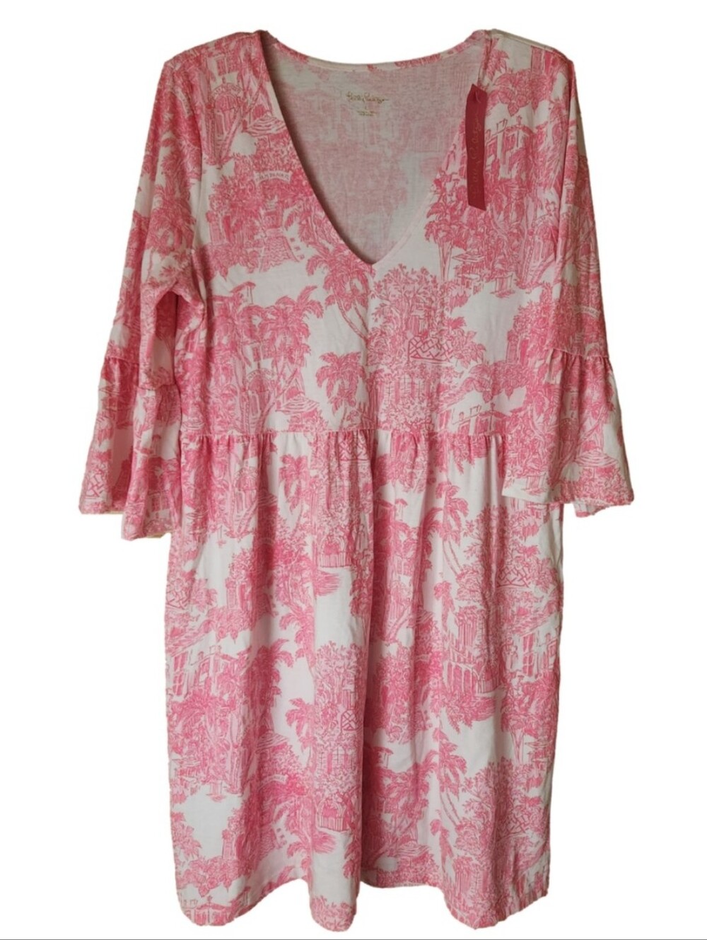 Lilly Pulitzer Jannie V-Neck Pima Cotton Dress Size Large Nwt - Picture 4 of 11